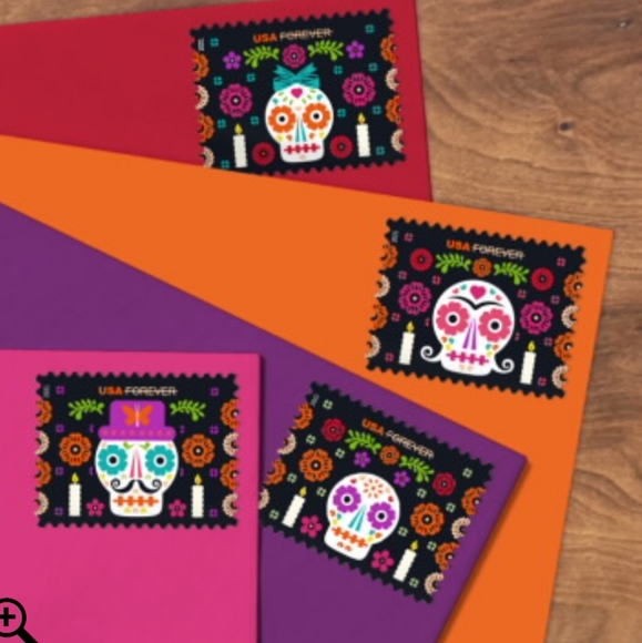 USPS Other - 100 Day of the Dead Sugar‎ Skulls Forever Postage Stamps USPS Halloween Skeleton